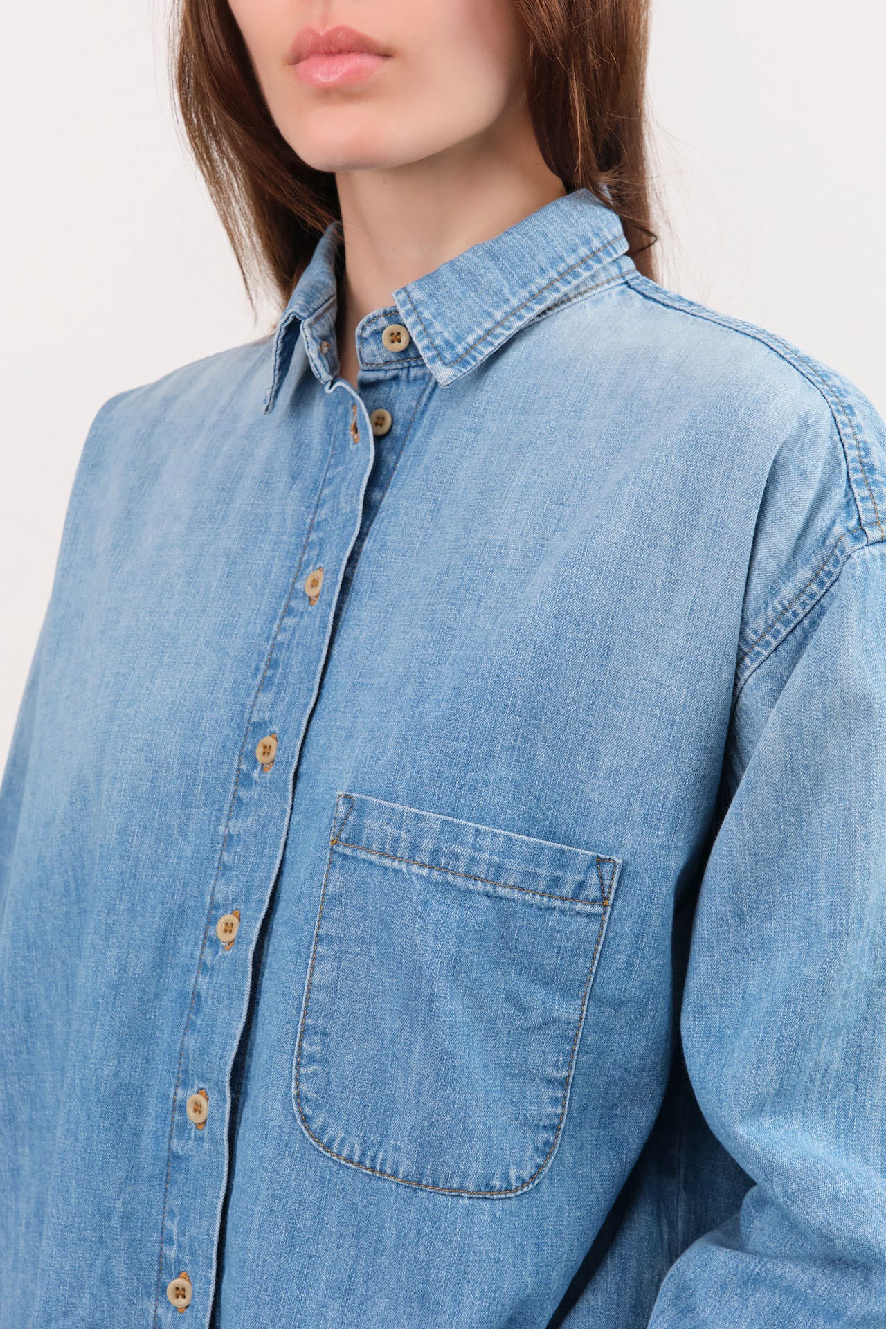 Jamie Haller Apparel Womens Blouses The Essential Shirt in Timeworn Indigo