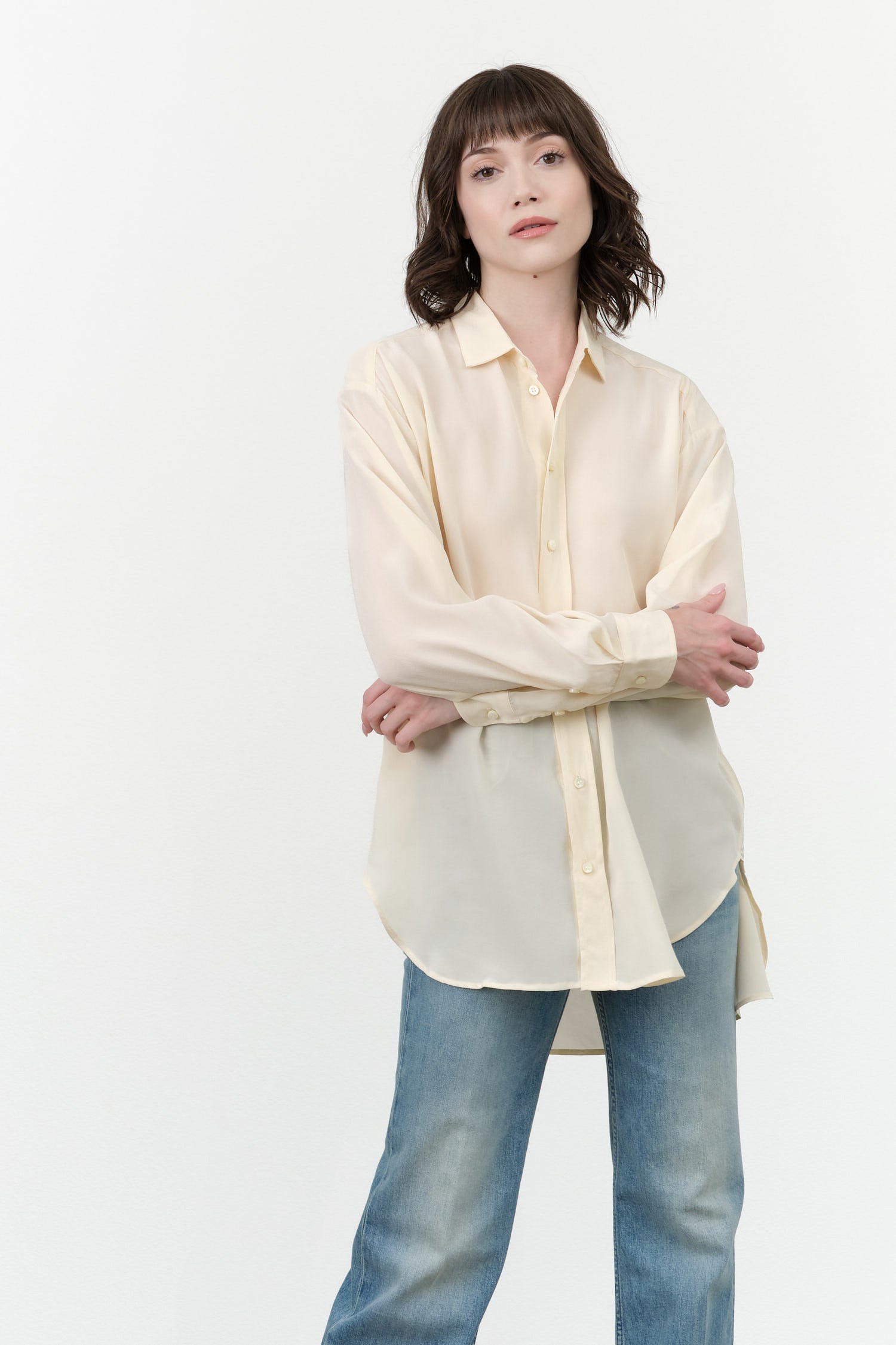 Jamie Haller The Essential Silk Blouse in Creme