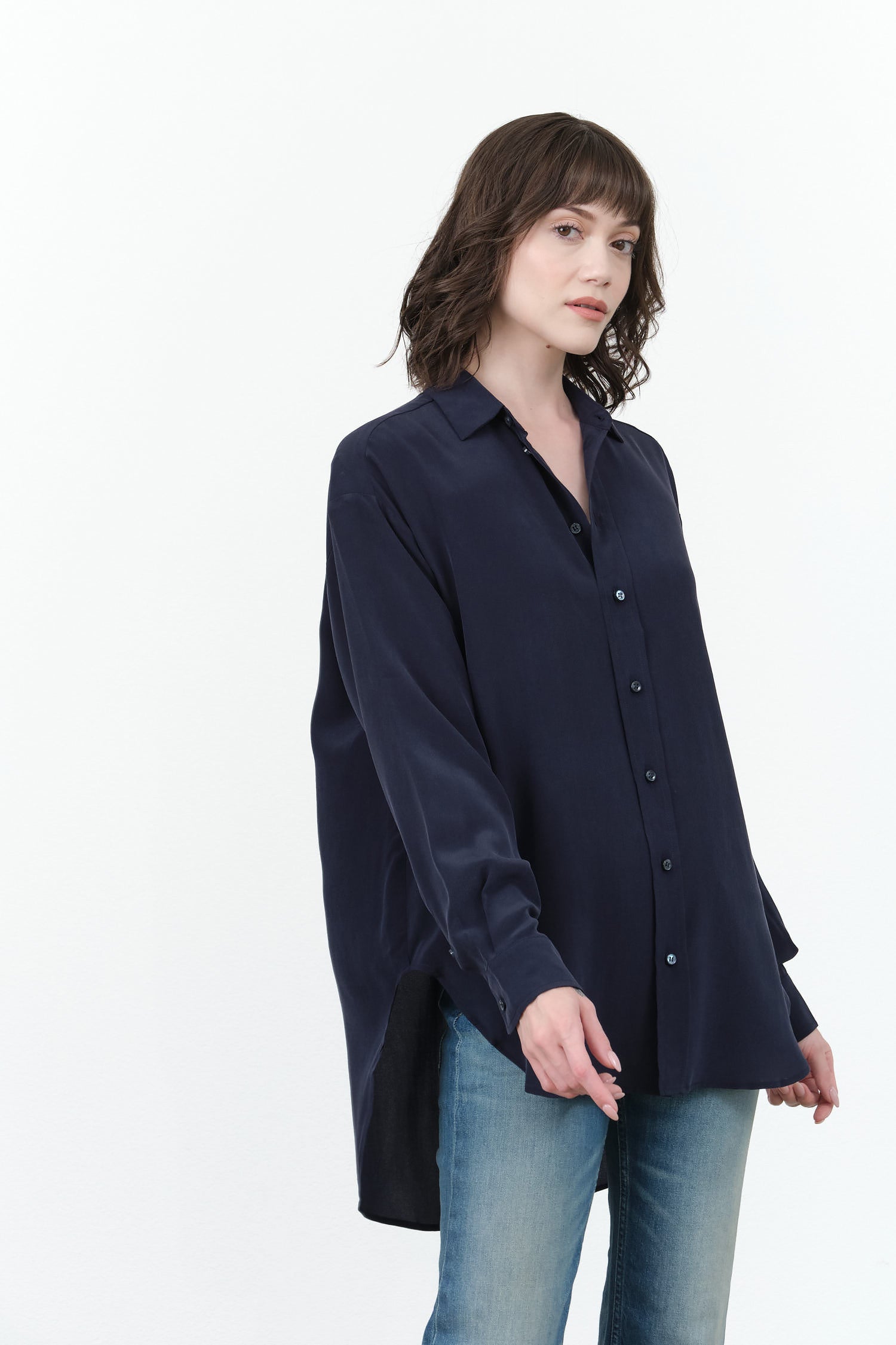 Jamie Haller The Essential Silk Blouse in Navy