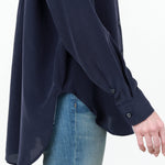 The Essential Button Up Collared Silk Blouse in Navy Blue by Jamie Haller Designer Brand 