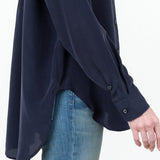 The Essential Button Up Collared Silk Blouse in Navy Blue by Jamie Haller Designer Brand 