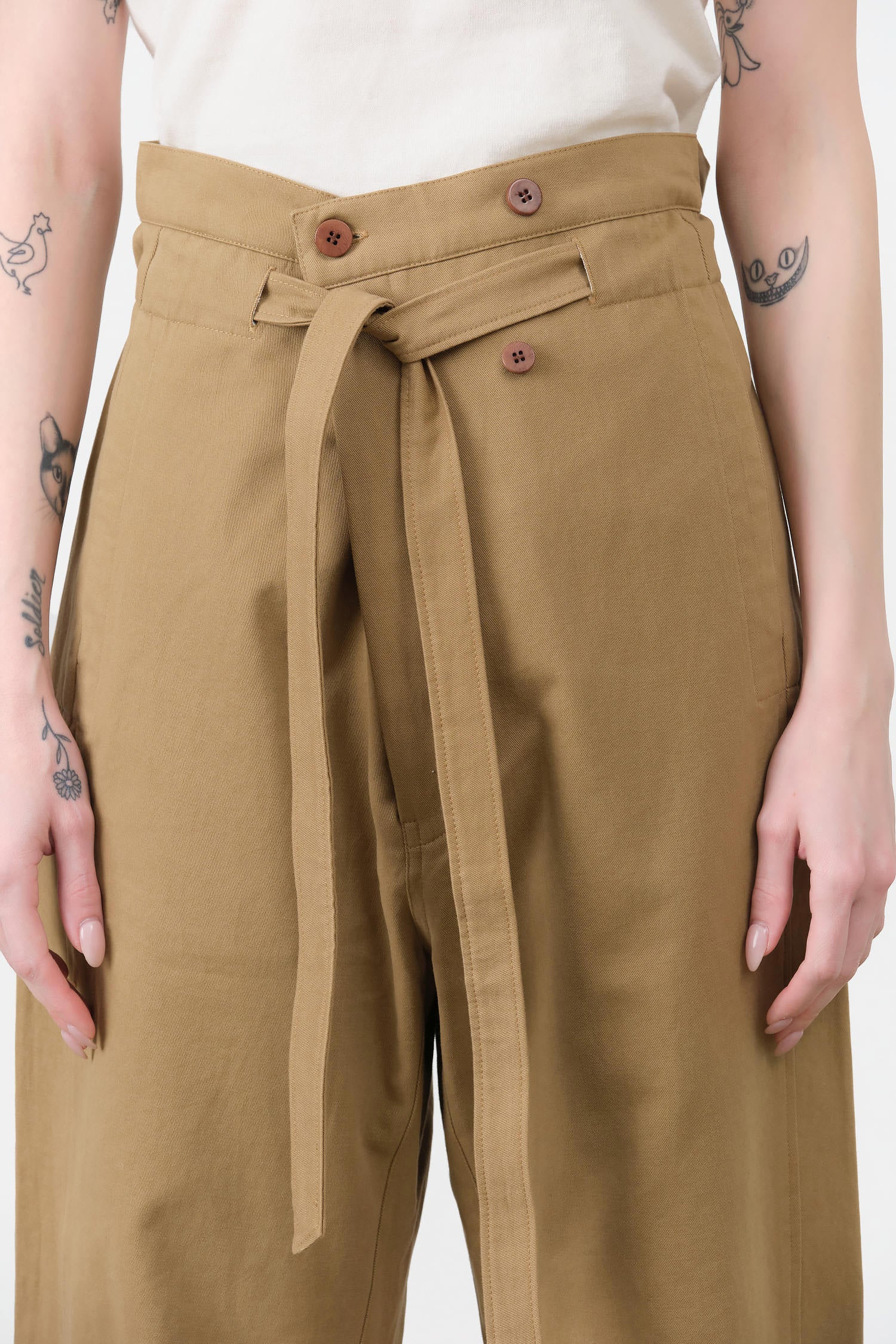 Jamie Haller Designer Brand Chestnut Brown The Everything Pant with Paper Bag Elastic Waist and Tie Belt