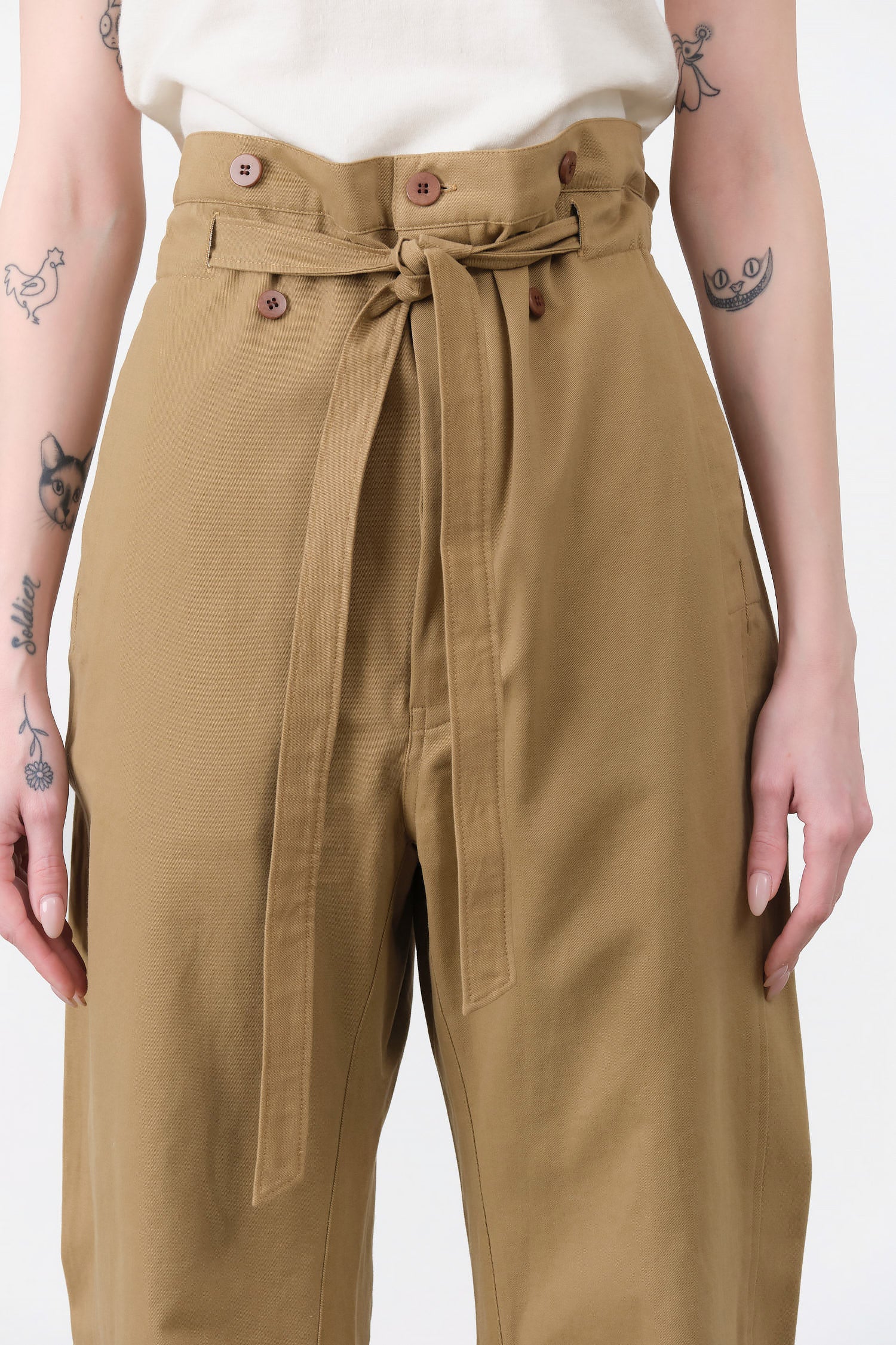 Jamie Haller Designer Brand Chestnut Brown The Everything Pant with Paper Bag Elastic Waist and Tie Belt