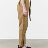 Chestnut Brown The Everything Pant with Paper Bag Elastic Waist and Tie Belt by Jamie Haller Designer Brand 