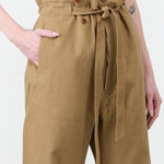 Jamie Haller Designer Brand The Everything Pant with Paper Bag Elastic Waist and Tie Belt in Chestnut Brown