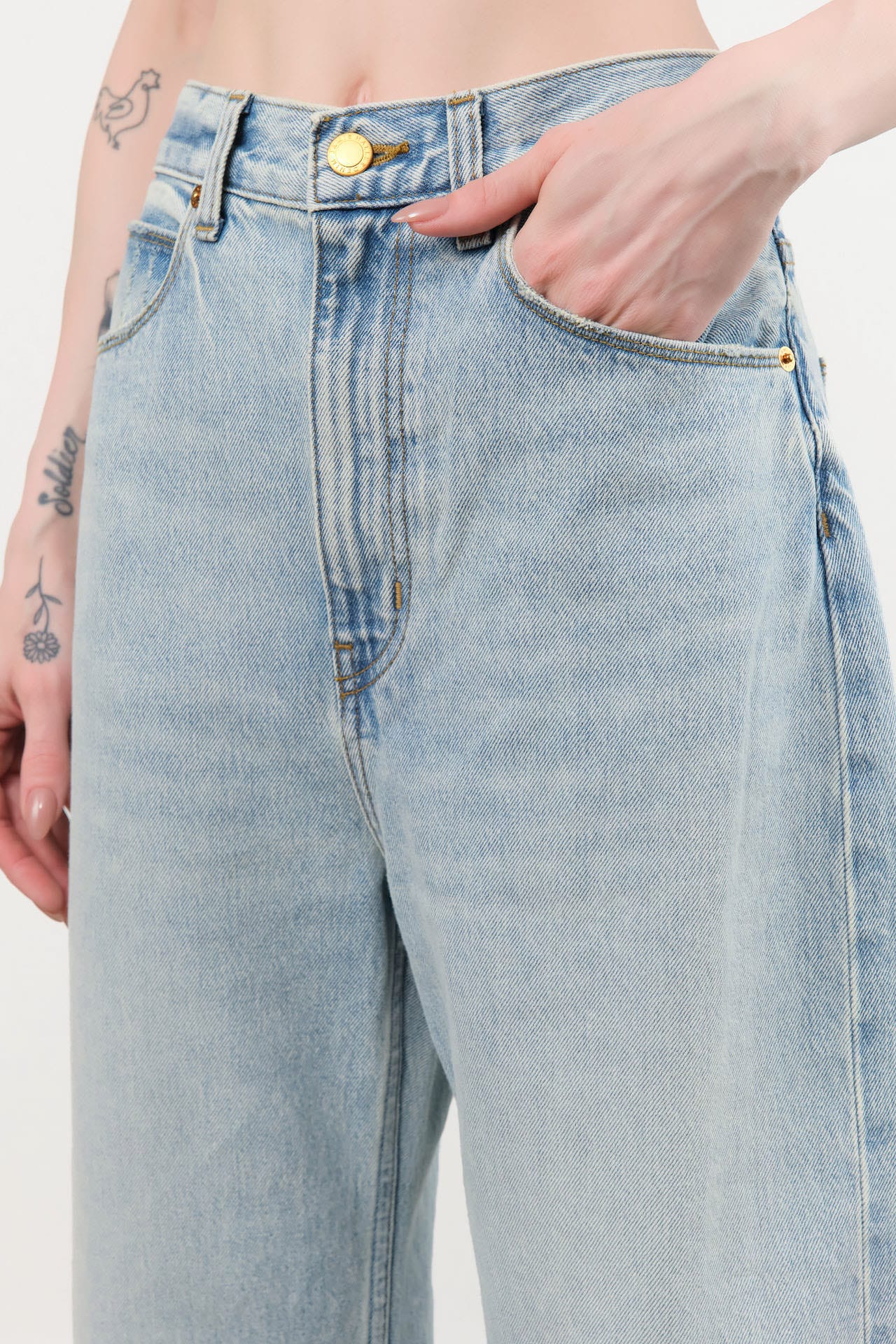Jamie Haller Apparel Womens Denim The Fan Jean in Light Stone