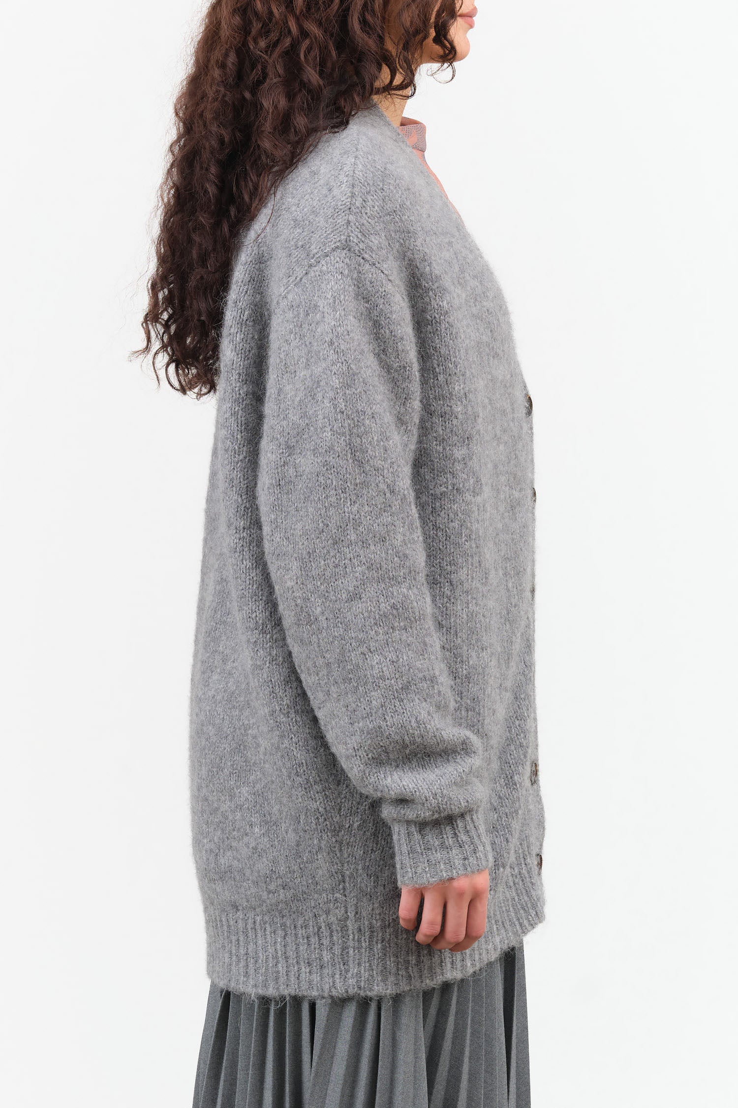 Jamie Haller Designer Brand The Oversized Wool Knit Cardigan in Heather Grey