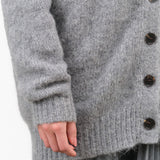 The Oversized Wool Knit Button Up Cardigan in Heather Grey by Jamie Haller Designer Brand 