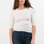 Jamie Haller Apparel Womens Tees The Rib Elbow Crew in White