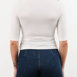 Jamie Haller Apparel Womens Tees The Rib Elbow Crew in White