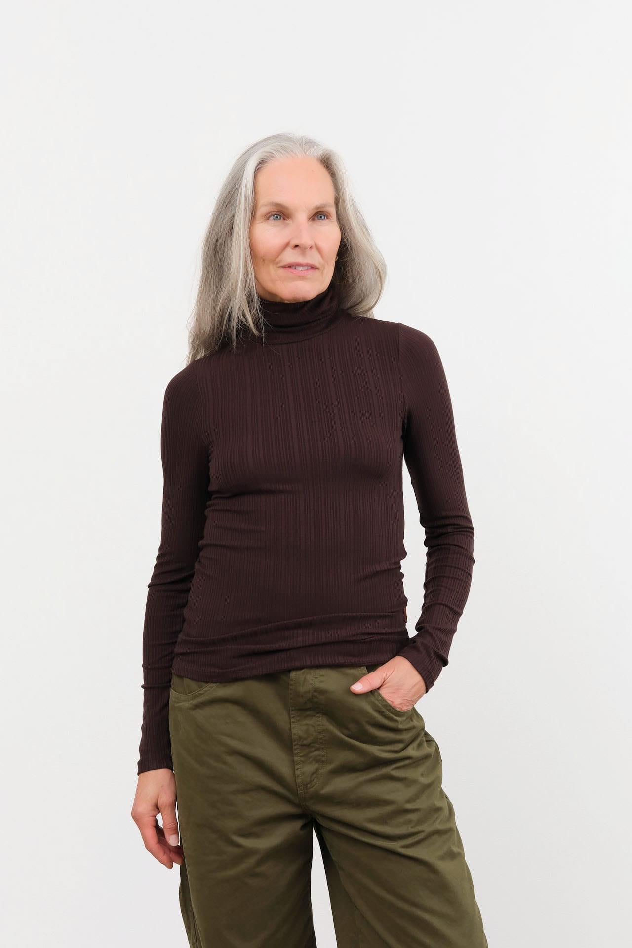 Jamie Haller Apparel Womens Sweaters The Rib Turtleneck in Cocoa