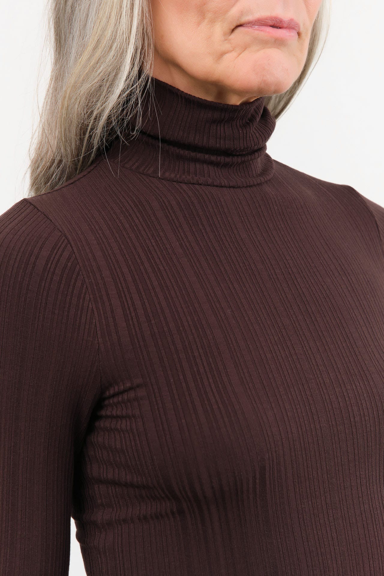 Jamie Haller Apparel Womens Sweaters The Rib Turtleneck in Cocoa