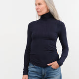 Jamie Haller Apparel Womens Sweaters The Rib Turtleneck in Navy