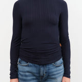 Jamie Haller Apparel Womens Sweaters The Rib Turtleneck in Navy