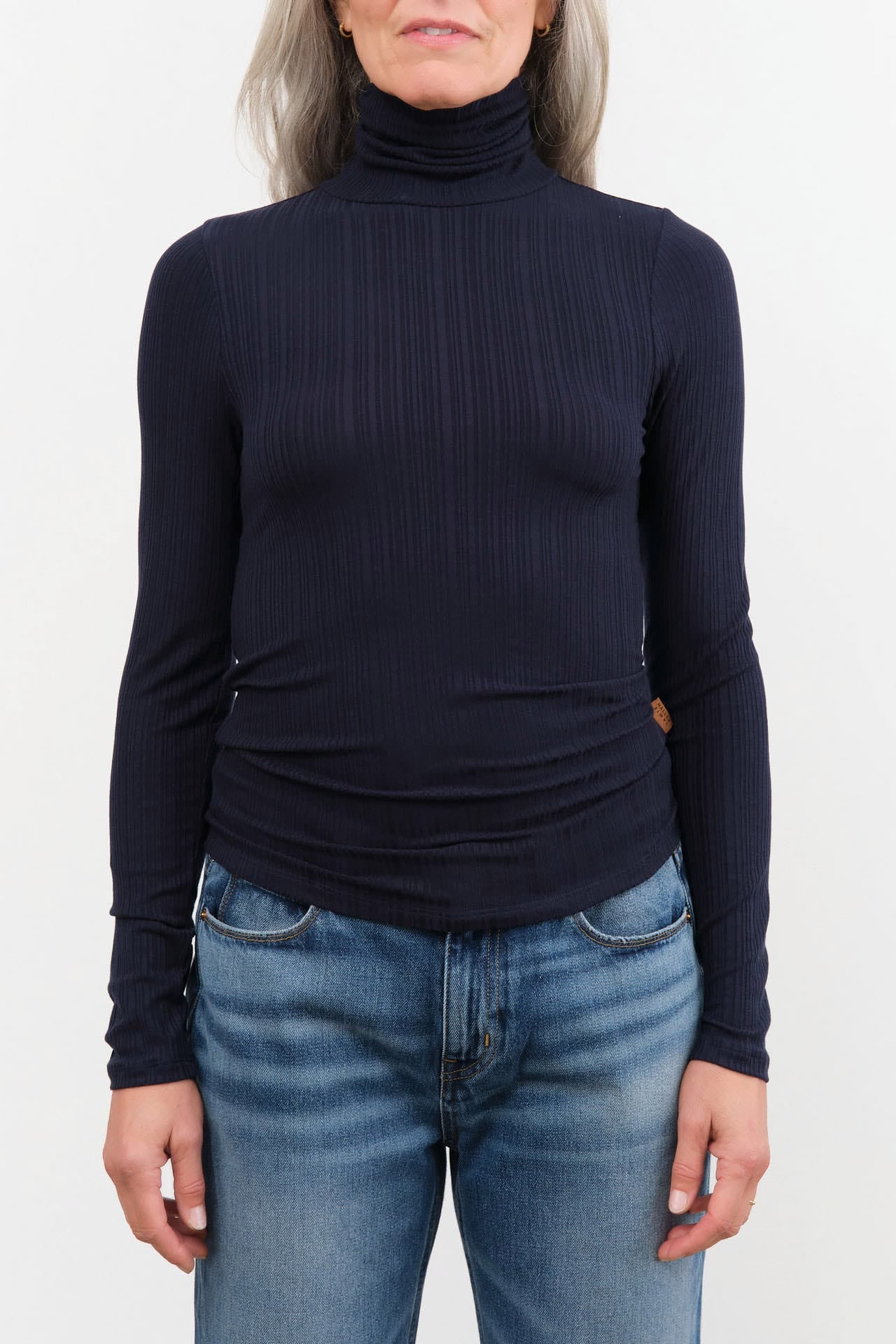 Jamie Haller Apparel Womens Sweaters The Rib Turtleneck in Navy