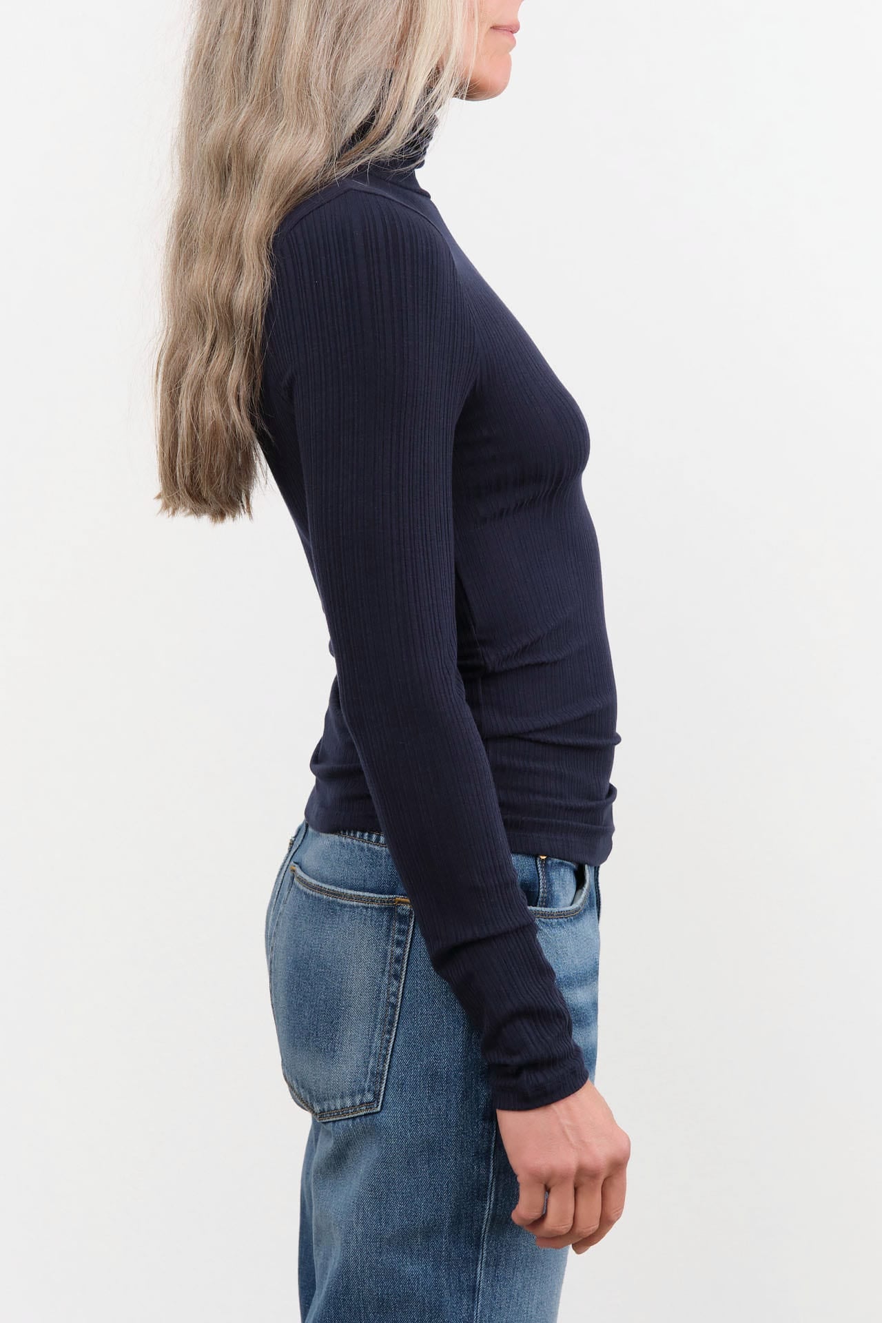 Jamie Haller Apparel Womens Sweaters The Rib Turtleneck in Navy