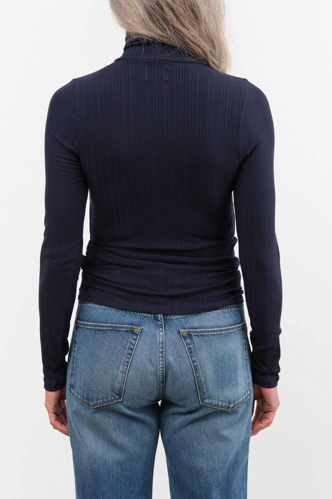 Jamie Haller Apparel Womens Sweaters The Rib Turtleneck in Navy