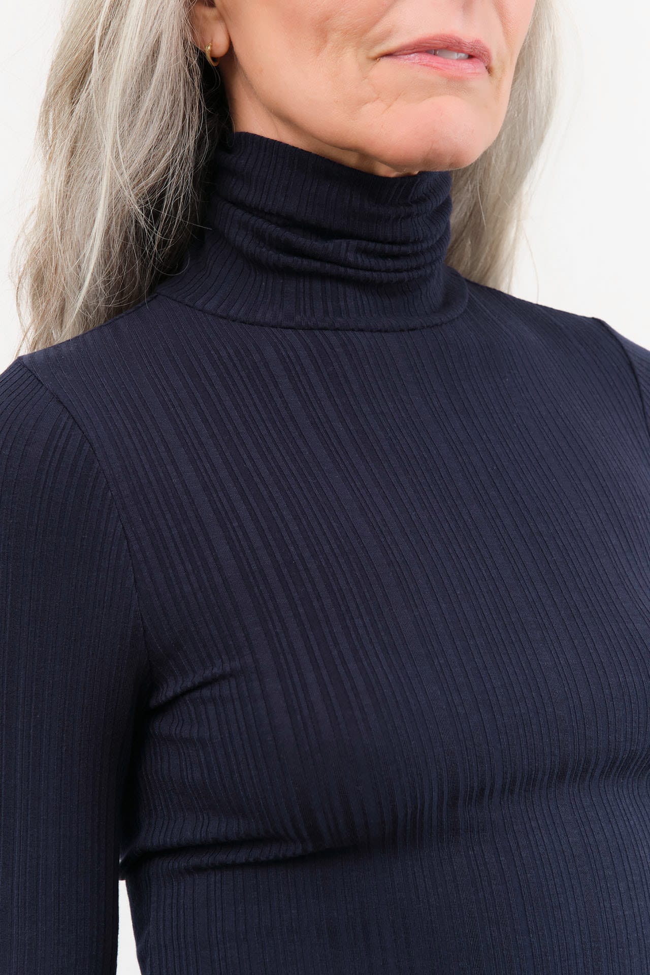 Jamie Haller Apparel Womens Sweaters The Rib Turtleneck in Navy