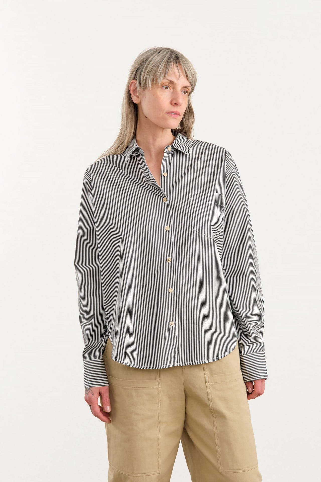 Jamie Haller Apparel Womens Blouses The Weekend Shirt in Black Stripe