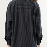 Jesse Kamm Apparel Womens Blouses Alberta Shirt in Midnight Black Pinstripe