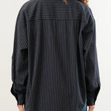 Jesse Kamm Apparel Womens Blouses Alberta Shirt in Midnight Black Pinstripe