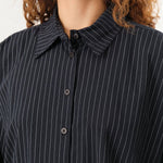 Jesse Kamm Apparel Womens Blouses Alberta Shirt in Midnight Black Pinstripe
