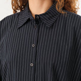 Jesse Kamm Apparel Womens Blouses Alberta Shirt in Midnight Black Pinstripe