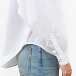 Long Sleeve Button Up Alberta Shirt Blouse with Collar in Salt White by Jesse Kamm Designer Brand