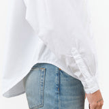 Long Sleeve Button Up Alberta Shirt Blouse with Collar in Salt White by Jesse Kamm Designer Brand