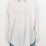Jesse Kamm Apparel Womens Blouses Alberta Shirt in White & Fine Grey Pinstripe