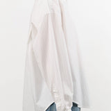 Jesse Kamm Apparel Womens Blouses Alberta Shirt in White & Fine Grey Pinstripe