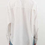 Jesse Kamm Apparel Womens Blouses Alberta Shirt in White & Fine Grey Pinstripe