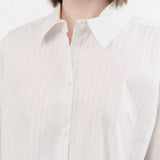 Jesse Kamm Apparel Womens Blouses Alberta Shirt in White & Fine Grey Pinstripe