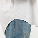 Jesse Kamm Apparel Womens Blouses Alberta Shirt in White & Fine Grey Pinstripe