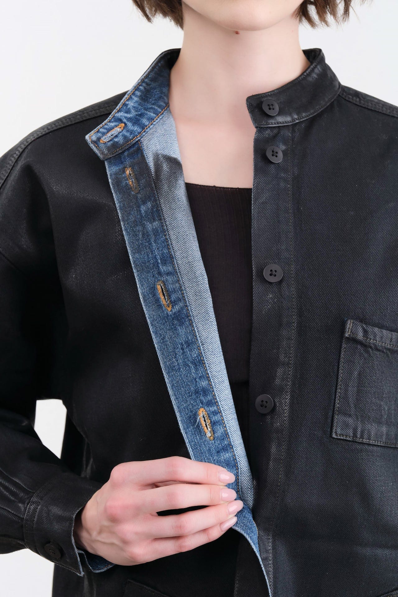 Jesse Kamm Apparel Womens Jackets Band Collar Okuda Jacket