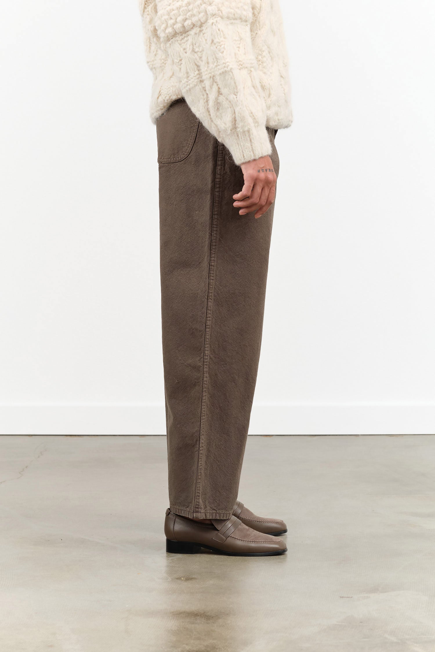 Jesse Kamm Designer Brand High Waisted California Wide Leg Pant in Mushroom Brown