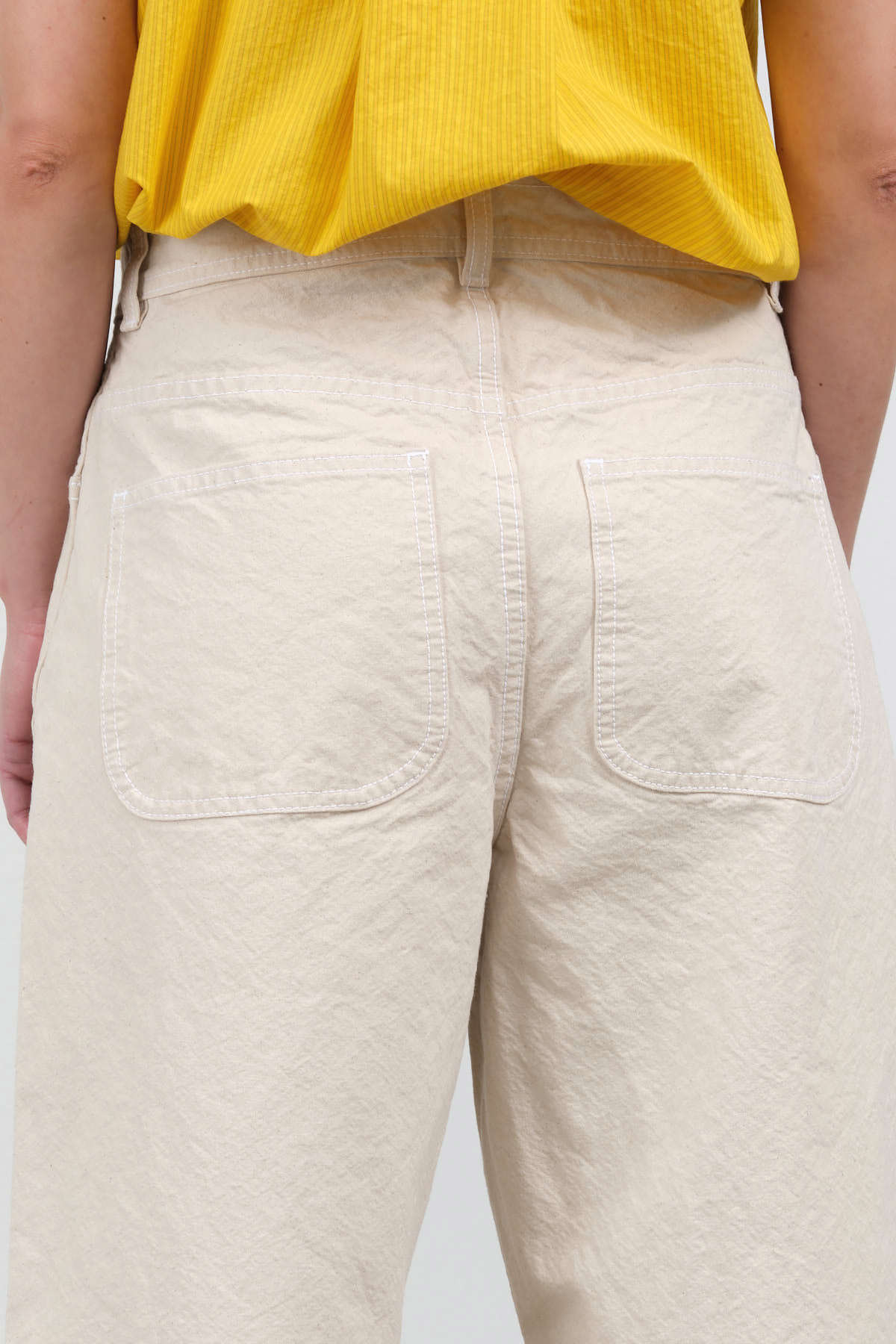 Rear pocket view of California Wide Pant in Natural