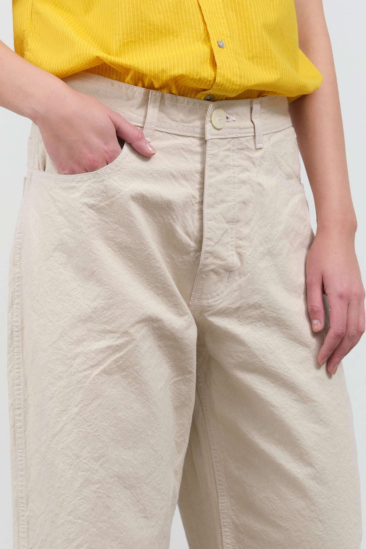 Pocket view of California Wide Pant in Natural