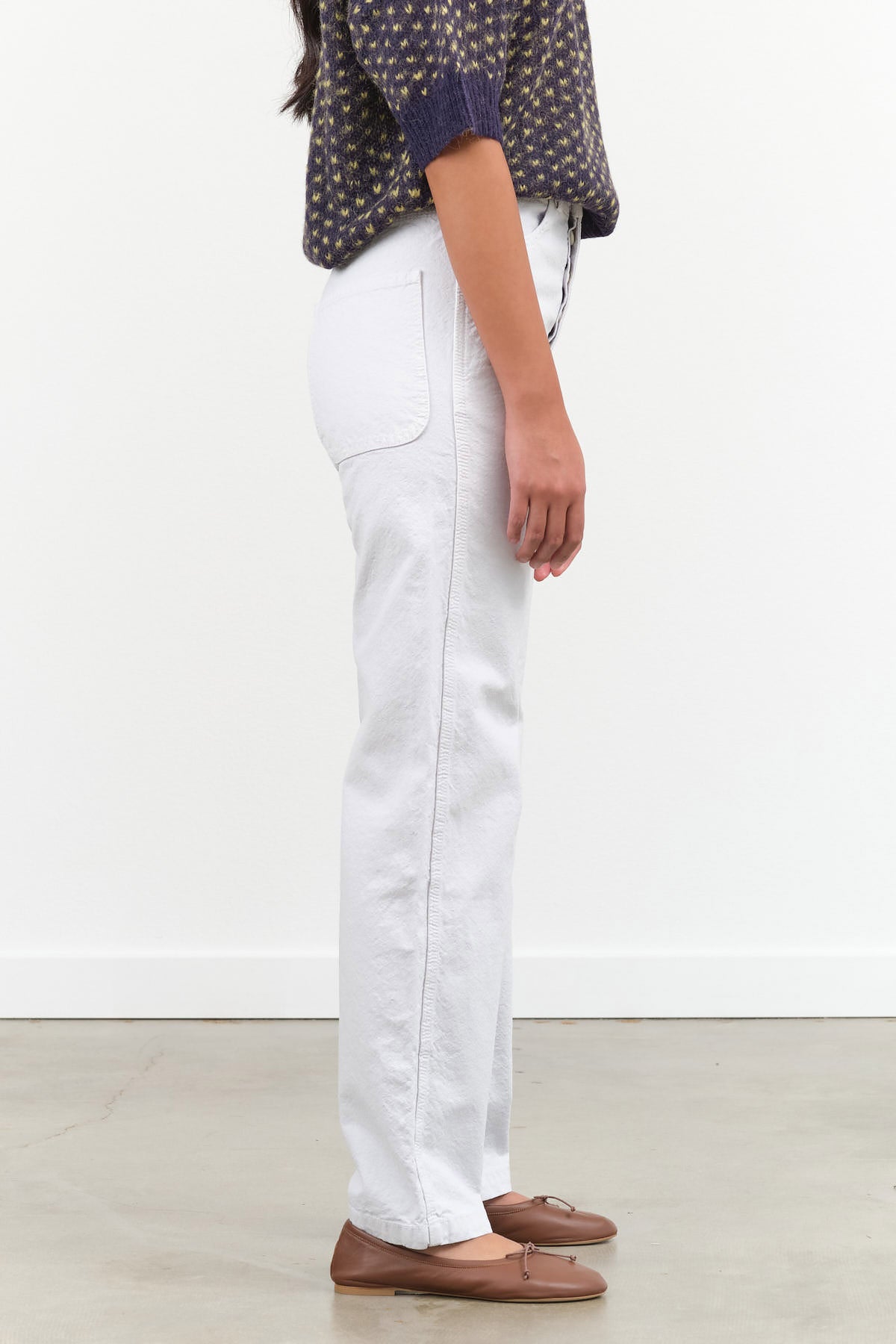 Jesse Kamm Designer Brand High Waisted Wide Straight Leg Handy Pant in Moon White 