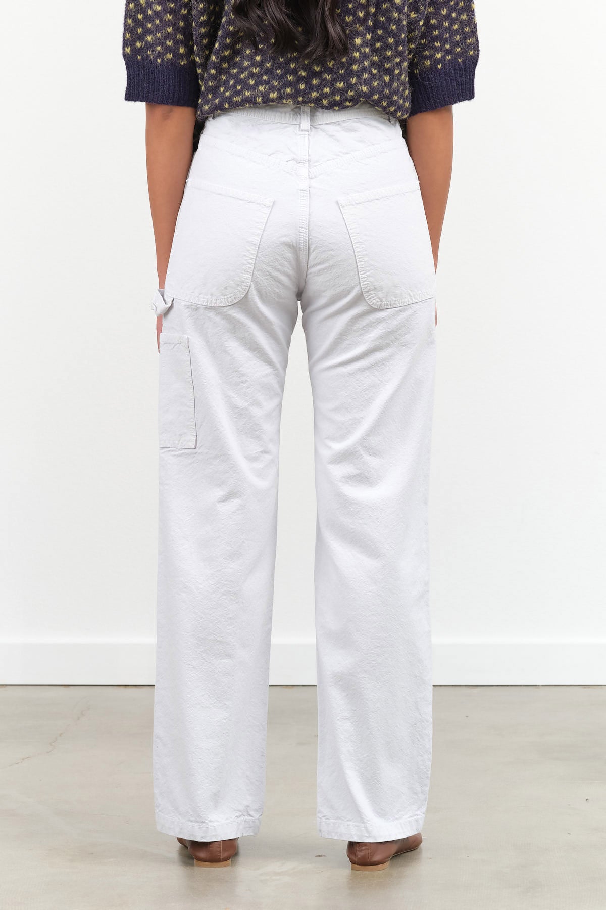 Moon White High Waisted Wide Straight Leg Handy Pant by Jesse Kamm Designer Brand