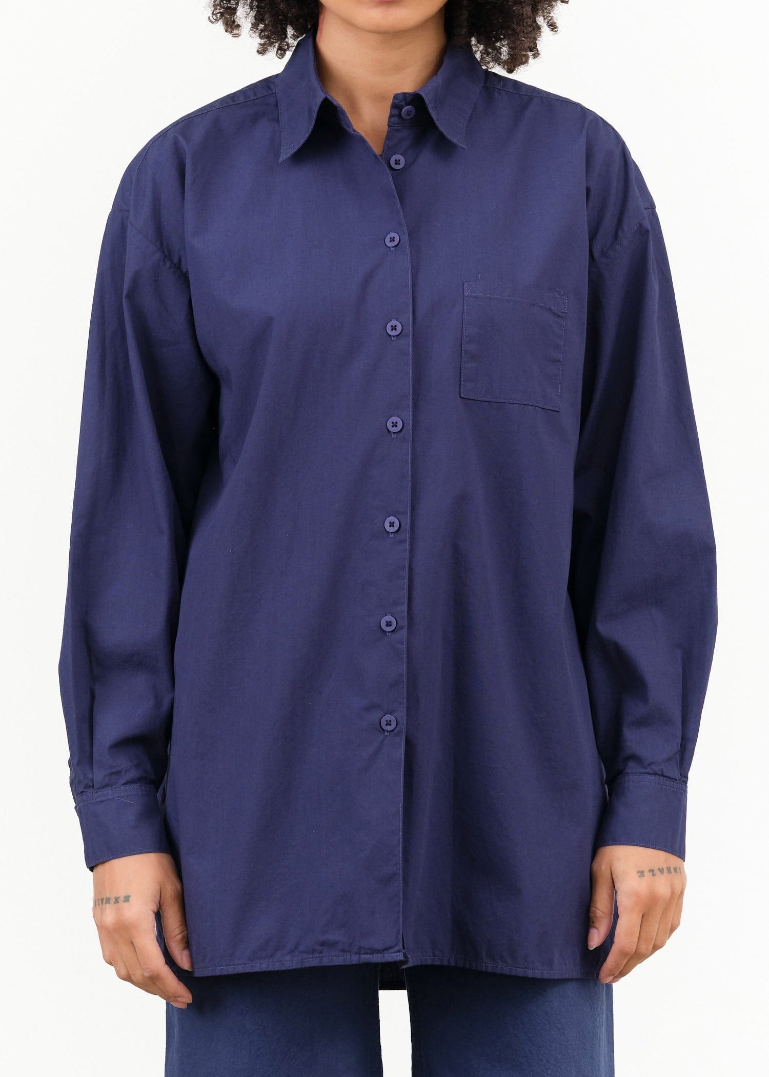 Jesse Kamm Apparel Womens Blouses Painter Shirt in Bill Cunningham Blue