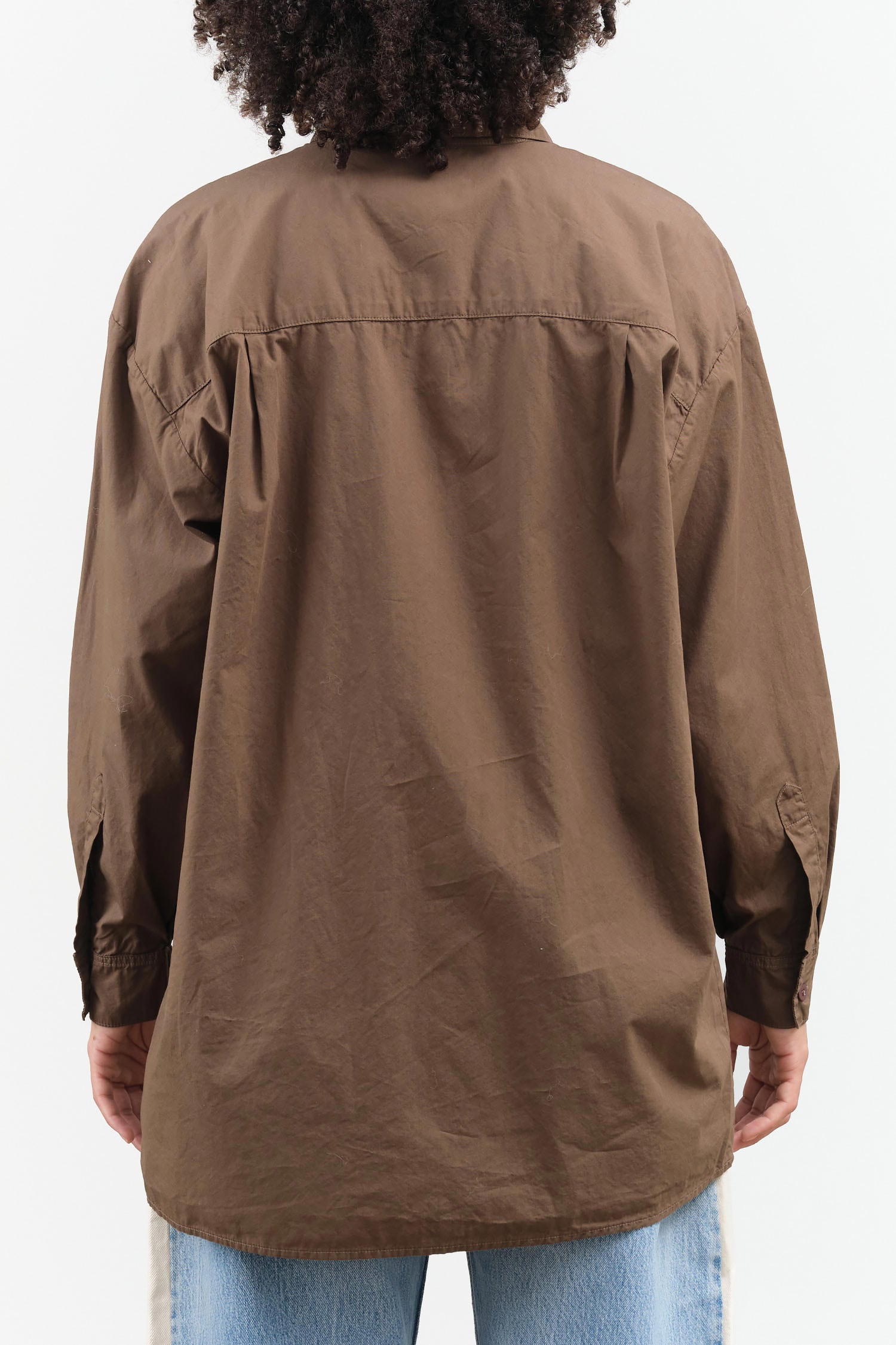 Mushroom Brown Long Sleeve Button Up Painter Shirt by Jesse Kamm Designer Brand 