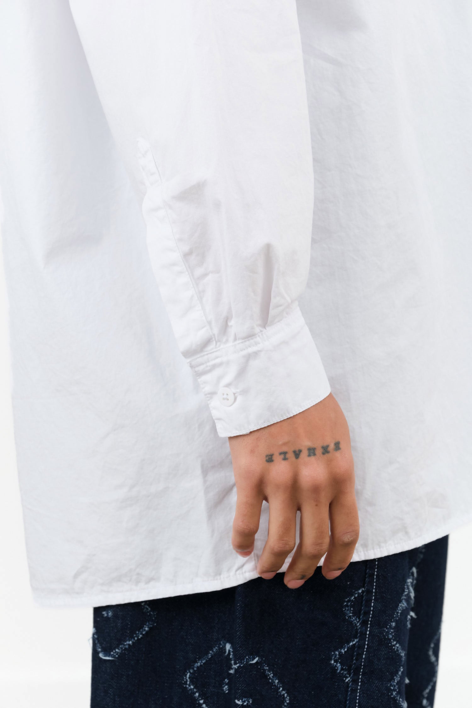 Long Sleeve Button Up Painter Shirt in Salt White by Jesse Kamm Designer Brand 