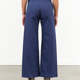 Bill Cunningham Blue Denim High Waisted Wide Leg Sailor Pant by Jesse Kamm Designer Brand 