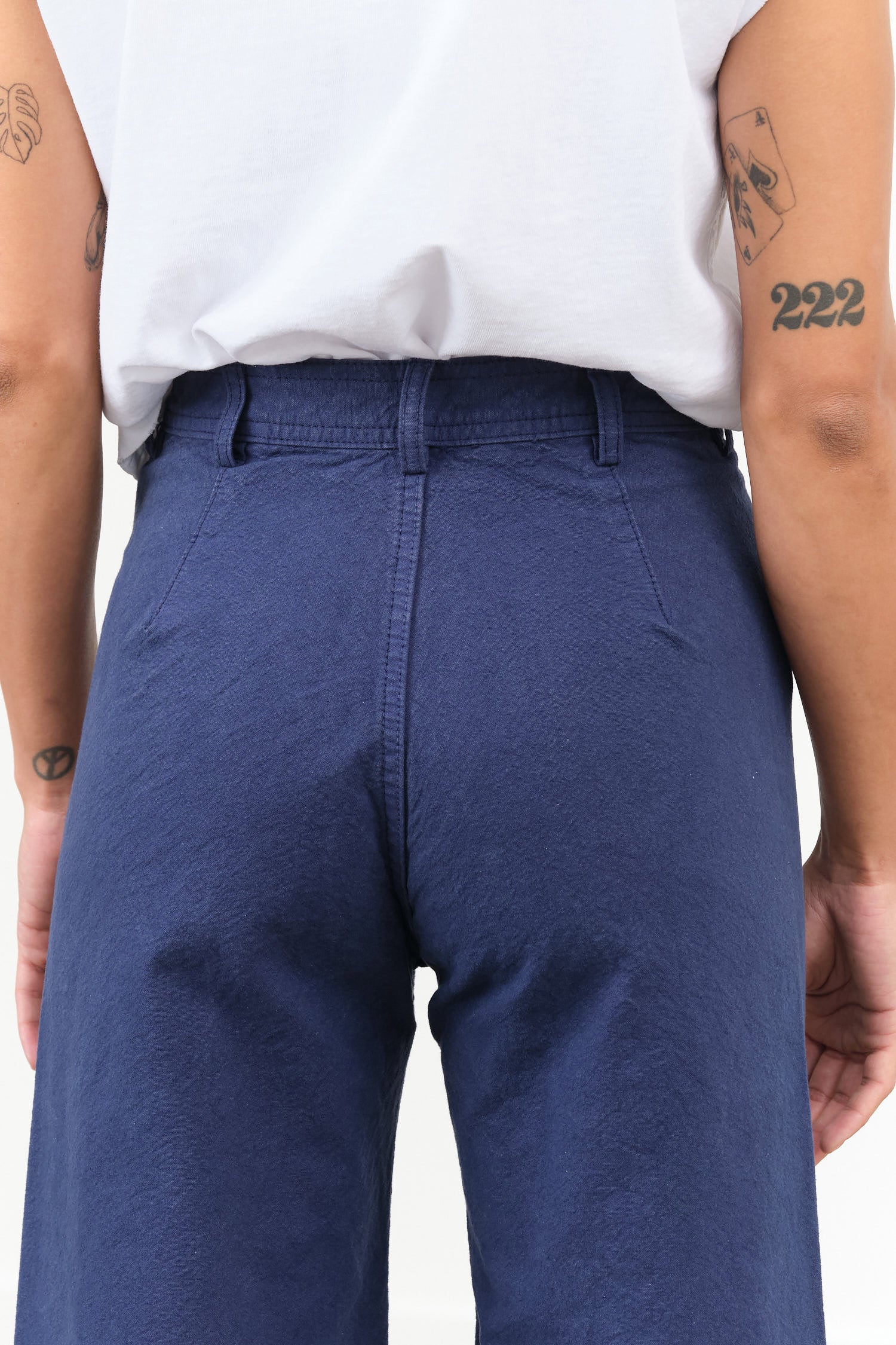 High Waisted Wide Leg Sailor Pant in Bill Cunningham Blue Denim by Jesse Kamm Designer Brand 