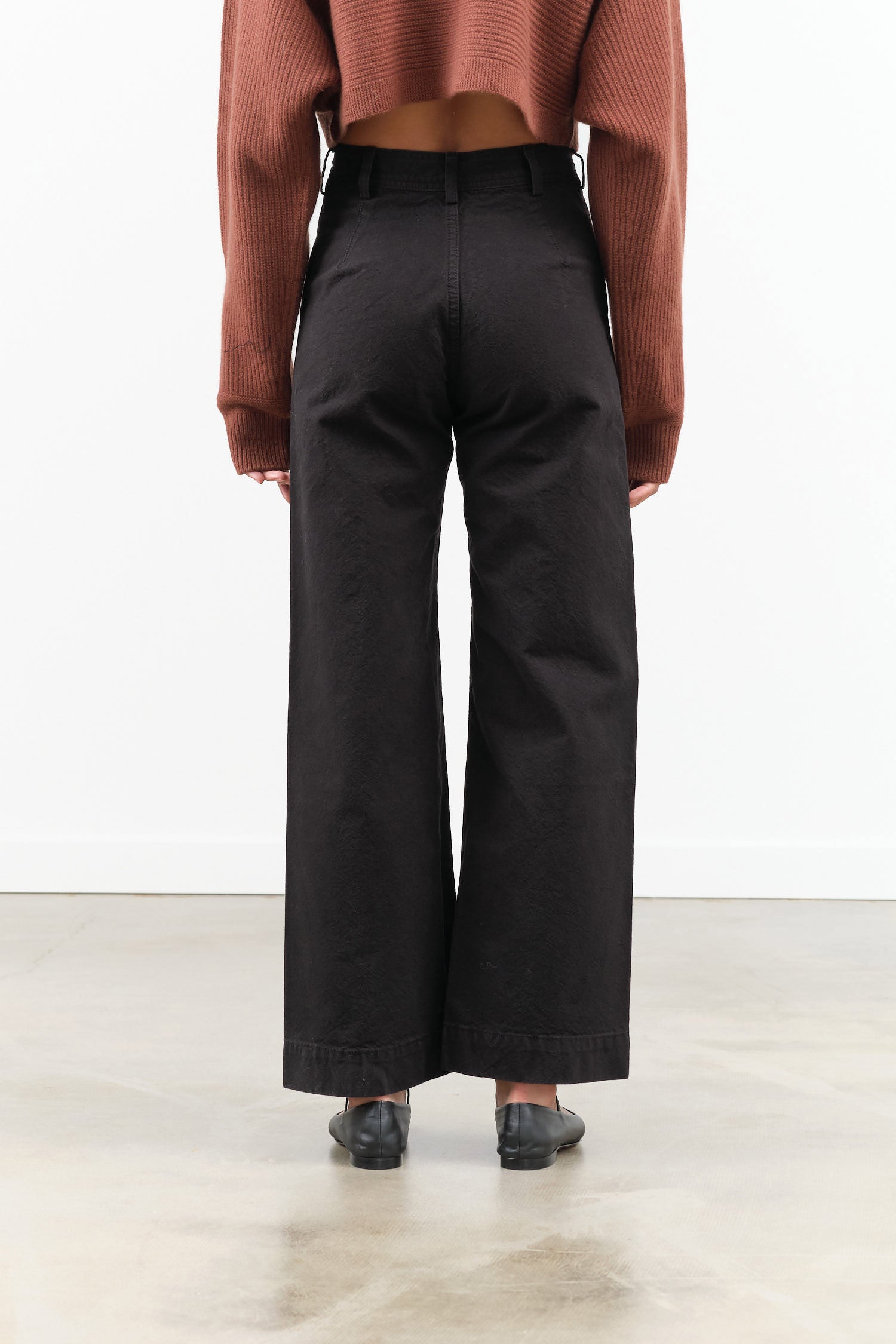 Black Denim High Waisted Wide Leg Sailor Pant by Jesse Kamm Designer Brand