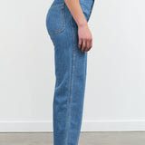 Jesse Kamm High Waisted Straight Leg 225 Jeans in Cowboy Blue Denim