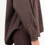 Oversized Button Up Alberta Shirt in Raisin Purple Brown by Jesse Kamm Designer Brand 