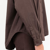 Oversized Button Up Alberta Shirt in Raisin Purple Brown by Jesse Kamm Designer Brand 