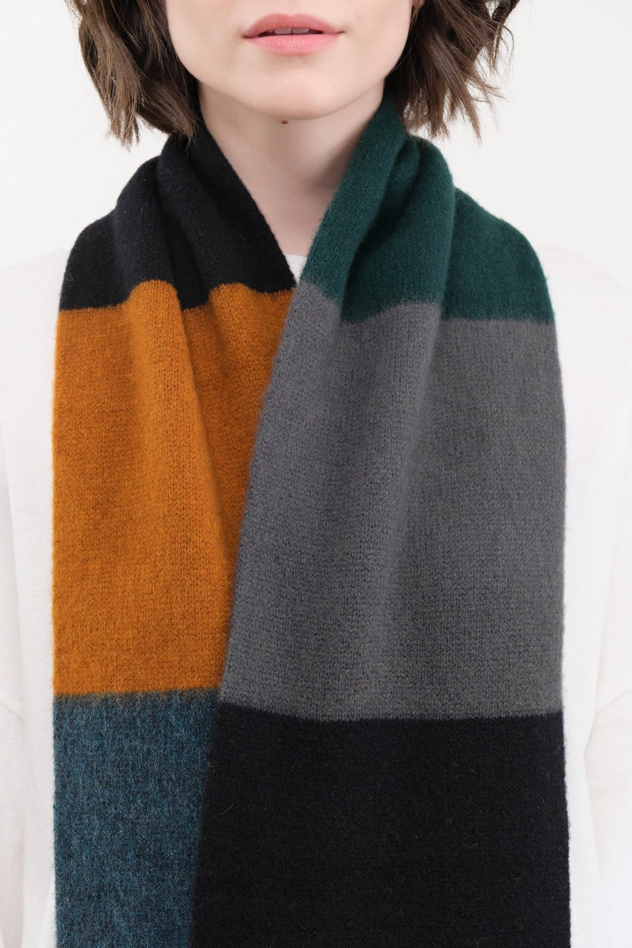 Jo Gordon Accessories Scarves Brushed Colourblock Scarf in Dark Dark / One Size